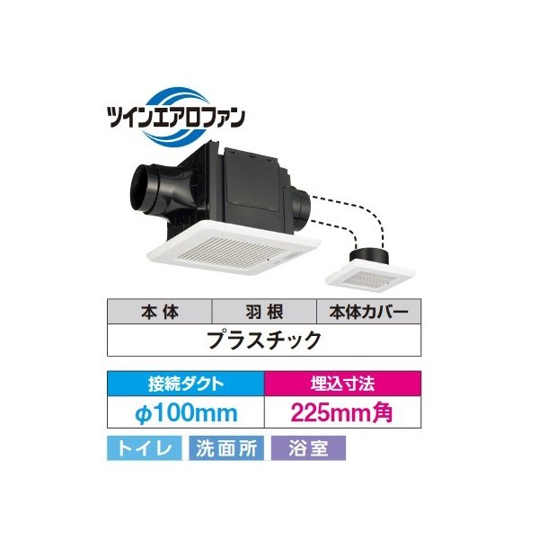 東芝 浴室用 プラスチック φ100mm 225mm角 スタンダード格子 優良住宅部品 ダクト用換気扇 ＤＶＦ?Ｔ１４ＣＬＱＤＢ 空調設備