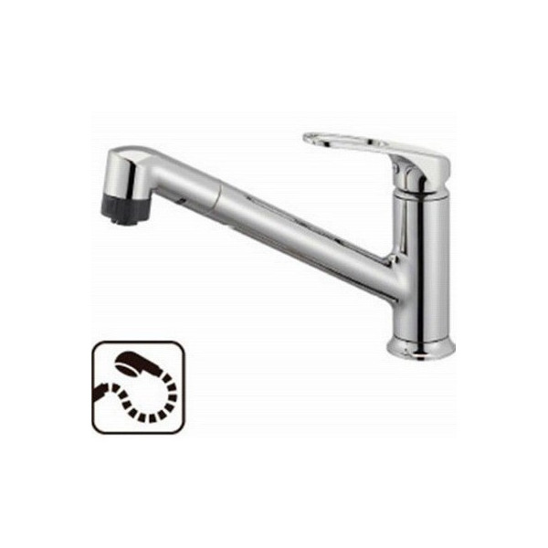 画像1: 水栓金具 三栄水栓　K87101JK-U-13　シングルワンホールスプレー混合栓(省施工ナット付) 寒冷地用 (1)