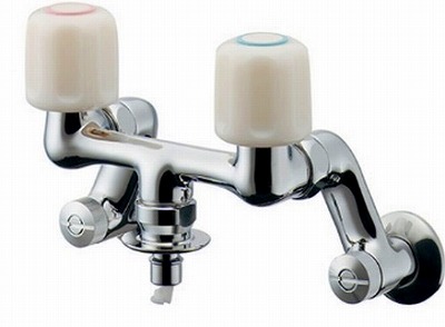 画像1: 水栓金具 カクダイ　127-303　洗濯機用混合栓(ストッパーつき) [□] (1)