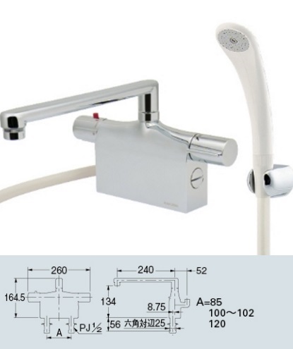 水栓金具 カクダイ 175-019 サーモスタットシャワー混合栓 台付(デッキ